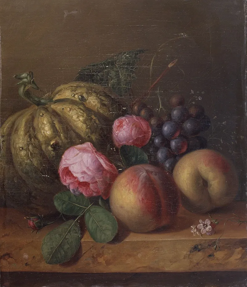Still Life With Flowers And Fruits 2 Wall Art by Henri Robbe - High-Resolution Digital Print