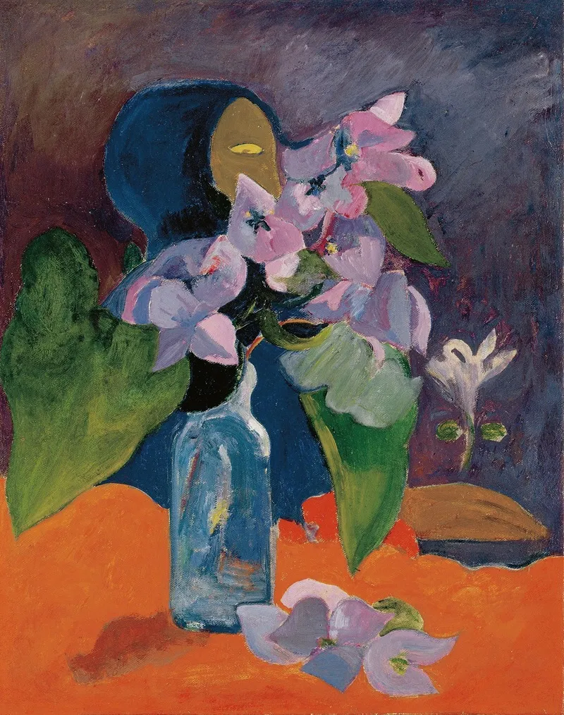 Still Life With Flowers And Idol Wall Art by Paul Gauguin - High-Resolution Digital Print