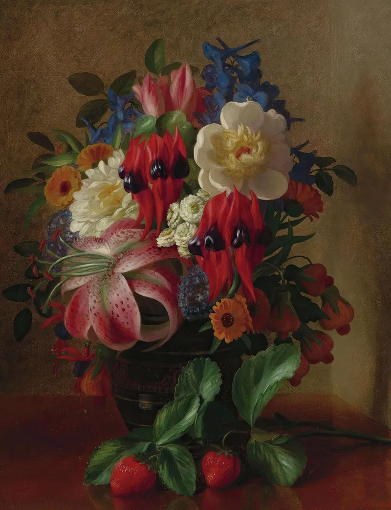 Still Life With Flowers And Strawberries