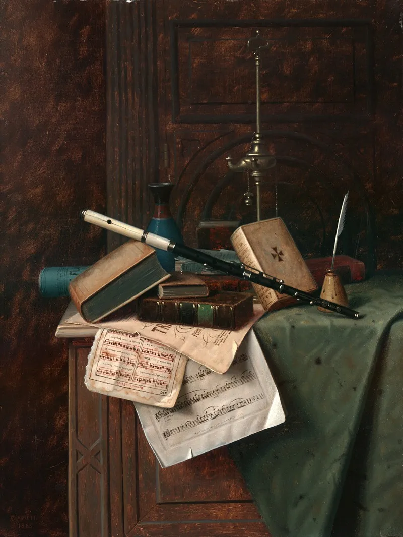 Still Life With Flute Vase And Roman Lamp 2 Wall Art by William Michael Harnett - High-Resolution Digital Print