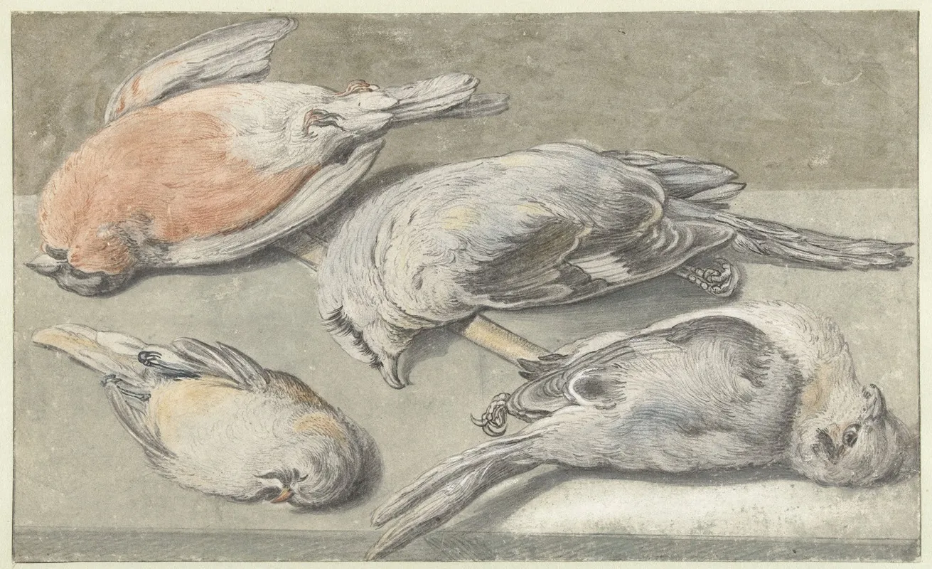 Still Life With Four Dead Birds Wall Art by Elias Vonck - High-Resolution Digital Print