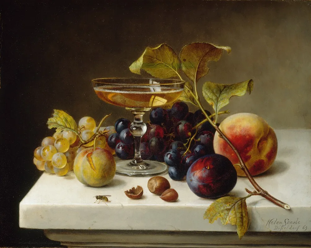 Still Life With Fruit And Champagne 2 Wall Art by Helen Searle - High-Resolution Digital Print