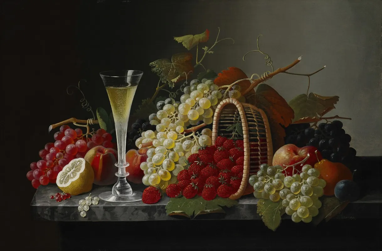 Still Life With Fruit And Champagne 4 Wall Art by Severin Roesen - High-Resolution Digital Print