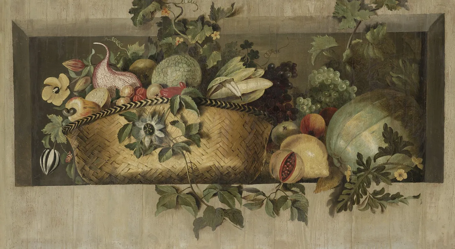 Still Life With Fruit And Flower Garlands 2 Wall Art by Jacob van Campen - High-Resolution Digital Print