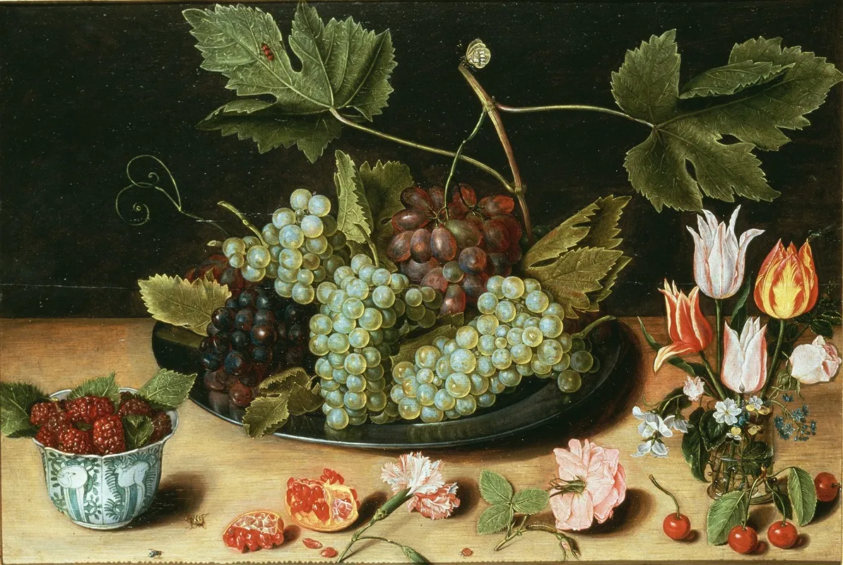 Still Life With Fruit And Flowers 2 Wall Art by Jan Soreau - High-Resolution Digital Print