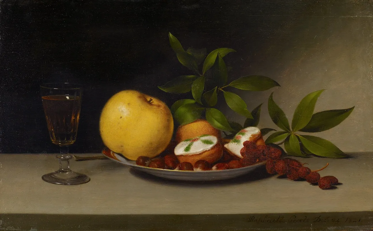 Still Life With Fruit Cakes And Wine Wall Art by Raphaelle Peale - High-Resolution Digital Print
