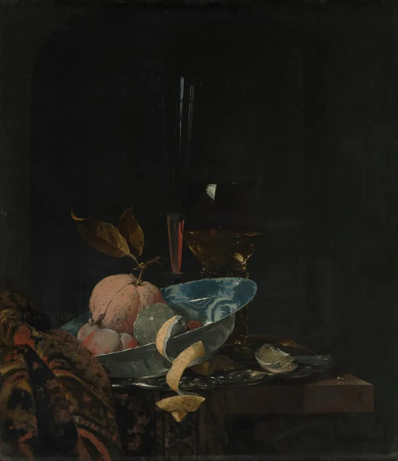 Still Life With Fruit Glassware And A Wanli Bowl Wall Art by Willem Kalf - High-Resolution Digital Print