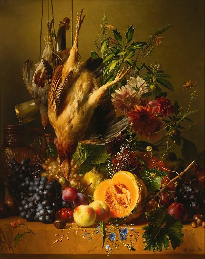 Still Life With Game And Fruit Wall Art by Hendrik Reekers - High-Resolution Digital Print