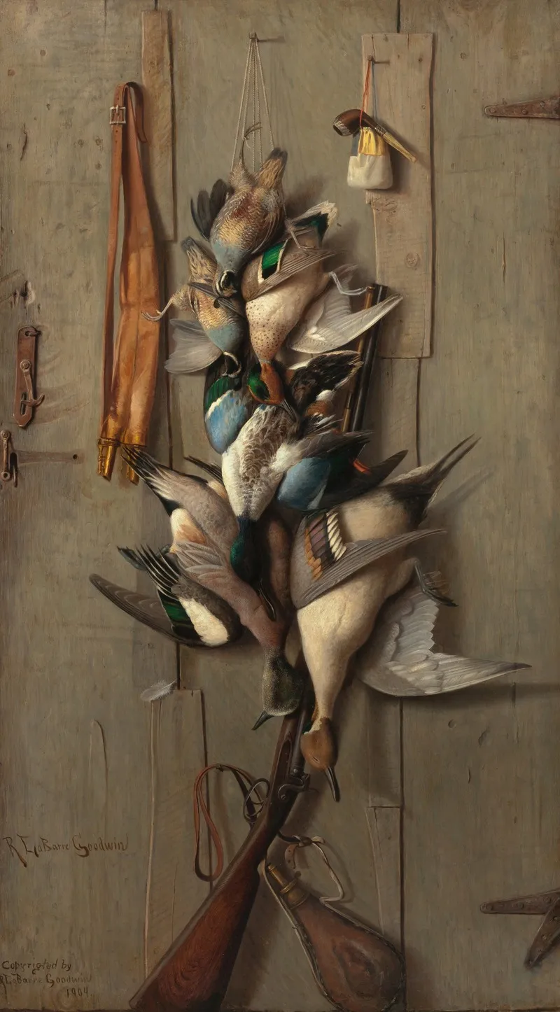 Still Life With Game And Hunting Paraphernalia Wall Art by Richard La Barre Goodwin - High-Resolution Digital Print