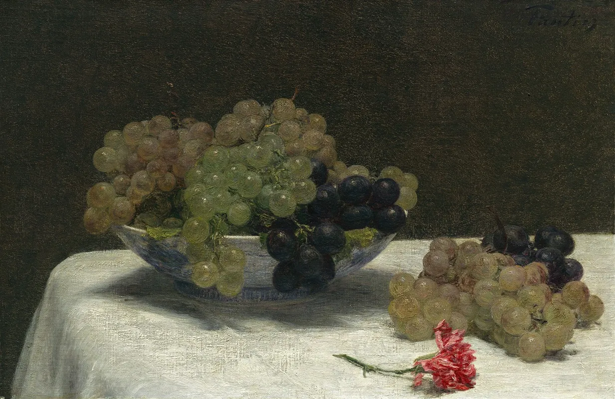 Still Life With Grapes And A Carnation 2 Wall Art by Henri Fantin-Latour - High-Resolution Digital Print