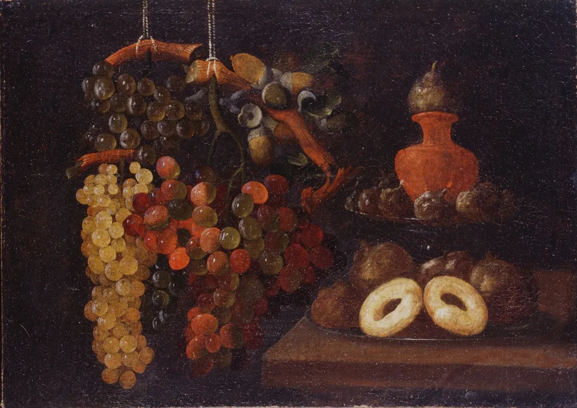 Still Life With Grapes And Cakes Wall Art by Juan de Espinosa - High-Resolution Digital Print