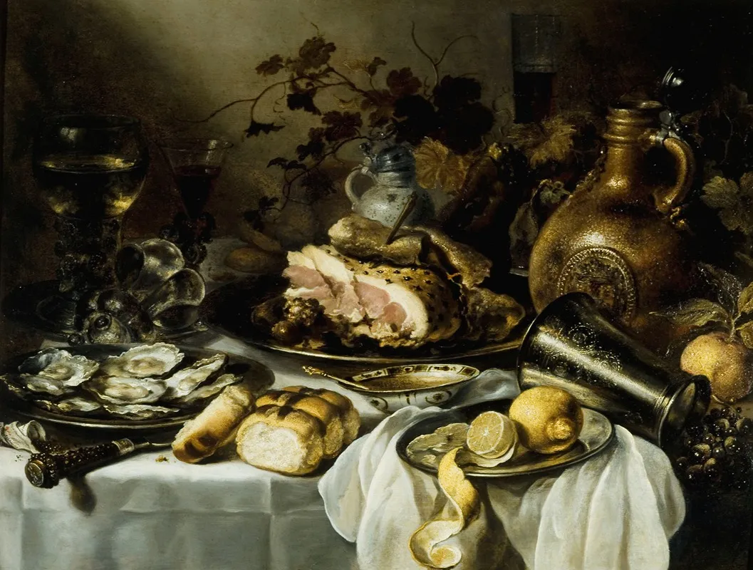 Still Life With Ham 3 Wall Art by Pieter Claesz - High-Resolution Digital Print