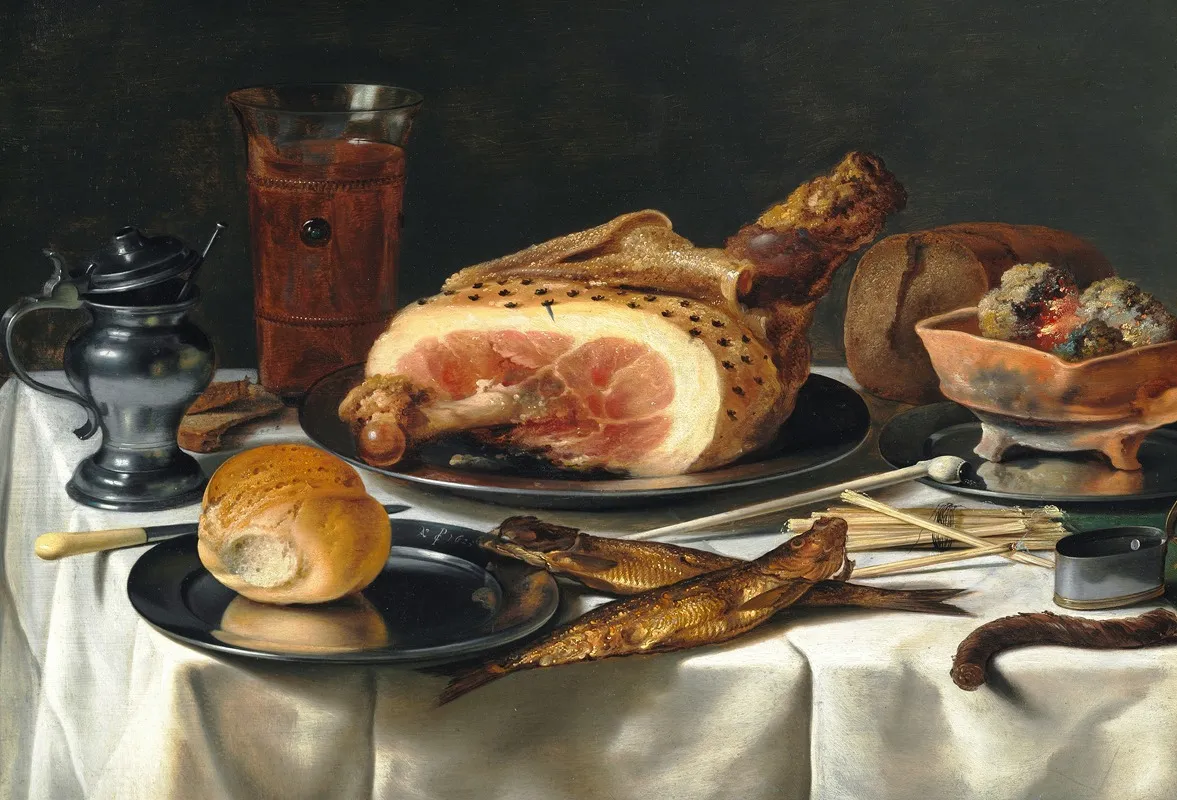 Still Life With Ham 4 Wall Art by Pieter Claesz - High-Resolution Digital Print