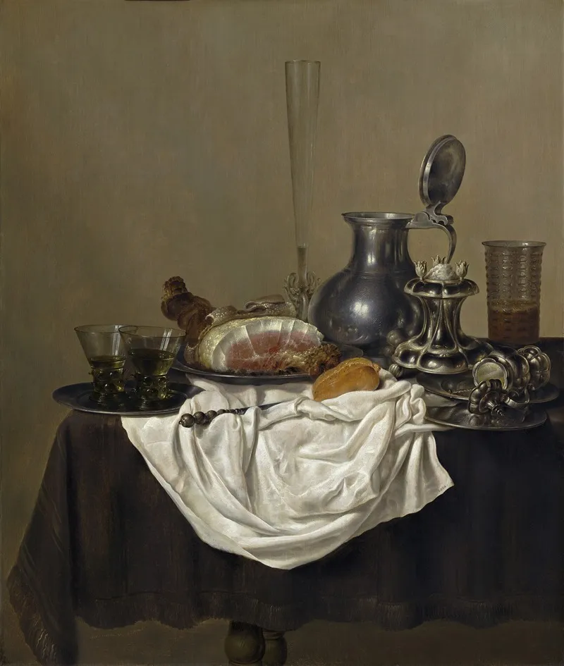 Still Life With Ham Wall Art by Gerret Willemsz Heda - High-Resolution Digital Print