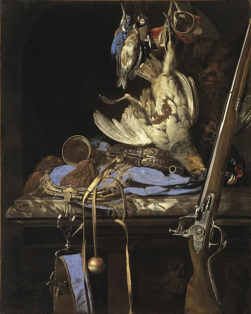 Still Life With Hunting Gear 2 Wall Art by Willem van Aelst - High-Resolution Digital Print