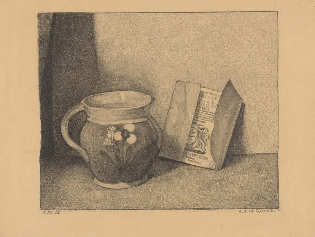 Still Life With Jug And Almanac Wall Art by Julie de Graag - High-Resolution Digital Print