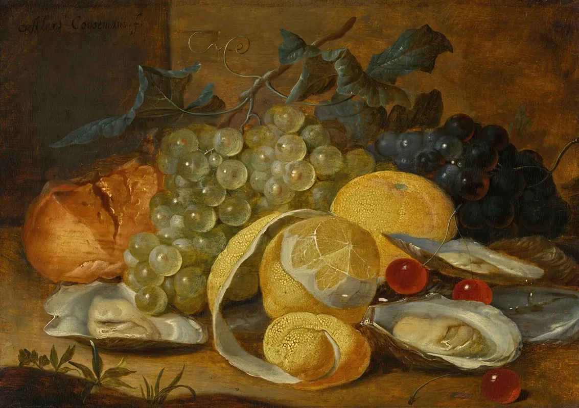Still Life With Lemons Oysters And Cherries Wall Art by Alexander Coosemans - High-Resolution Digital Print