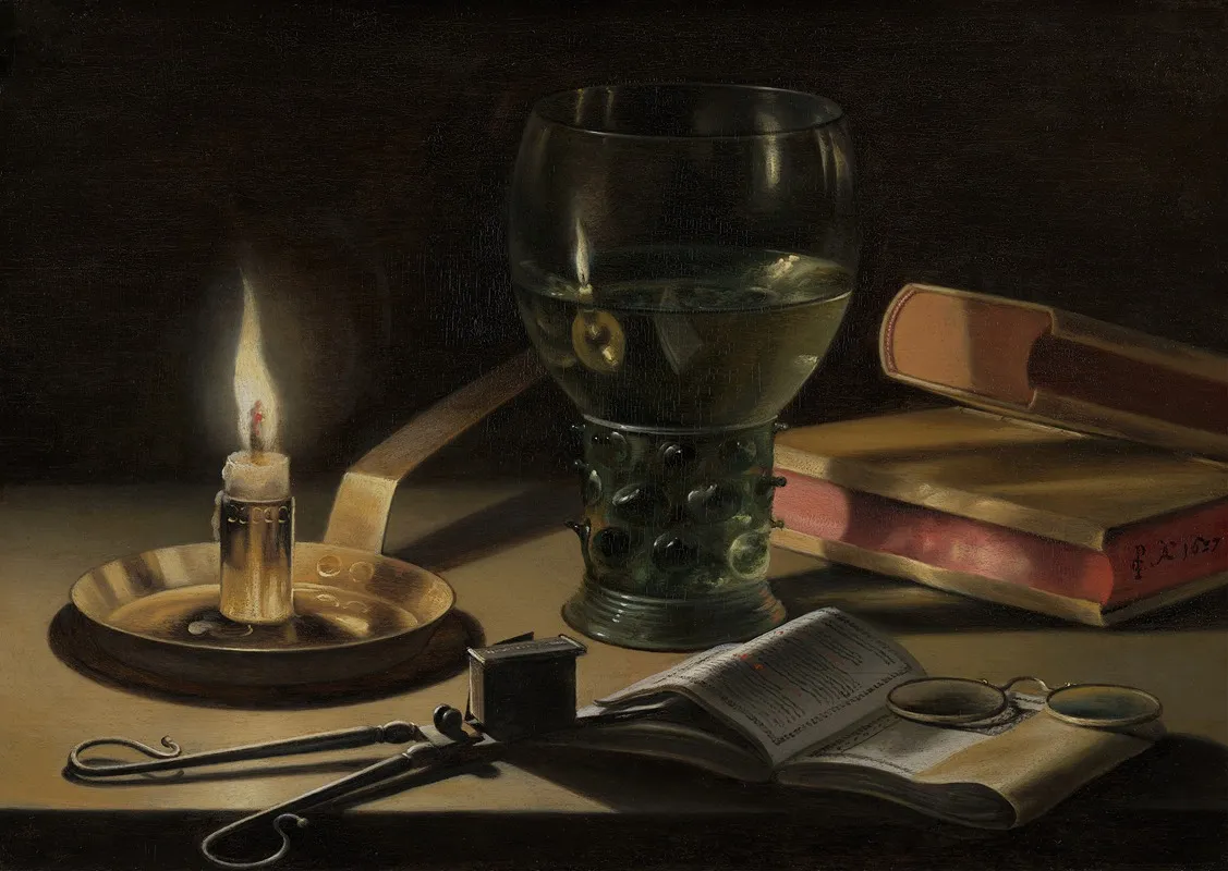 Still Life With Lighted Candle Wall Art by Pieter Claesz - High-Resolution Digital Print