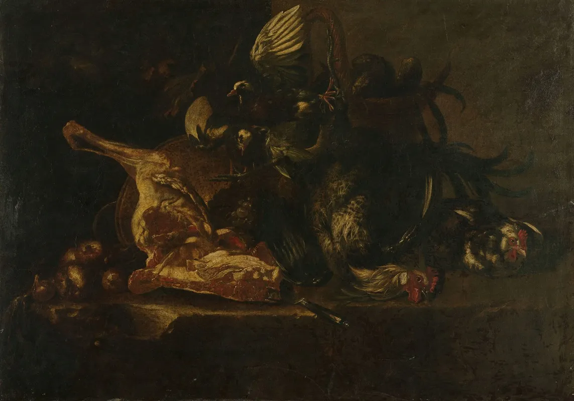 Still Life With Meat And Dead Birds Wall Art by Christoffel Puytlinck - High-Resolution Digital Print