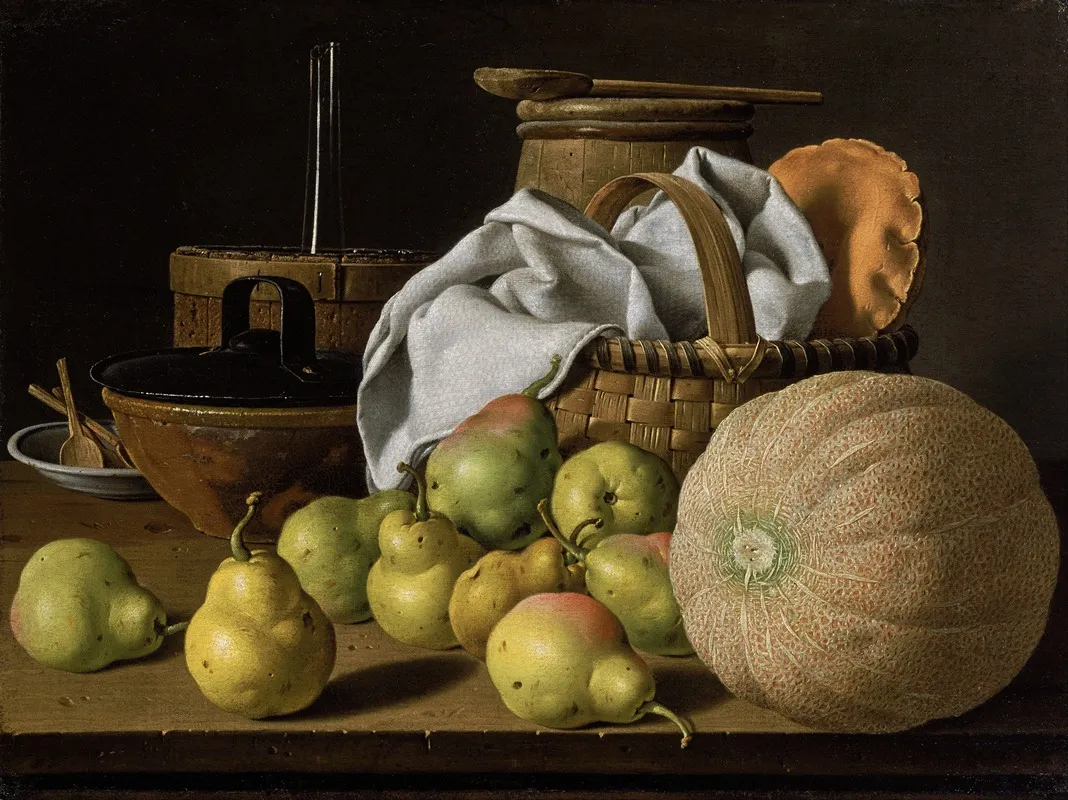 Still Life With Melon And Pears Wall Art by Luis Meléndez - High-Resolution Digital Print