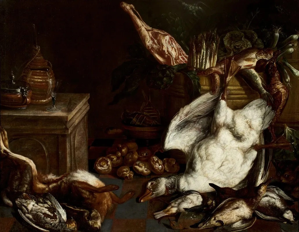 Still Life With Mushrooms Wall Art by Jan Baptist Bouttats - High-Resolution Digital Print