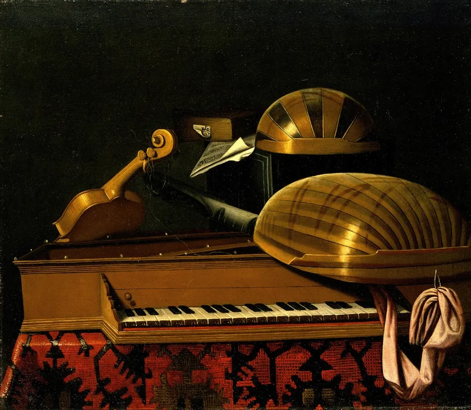 Still Life With Musical Instruments And Books 2 Wall Art by Bartholomeo Bettera - High-Resolution Digital Print
