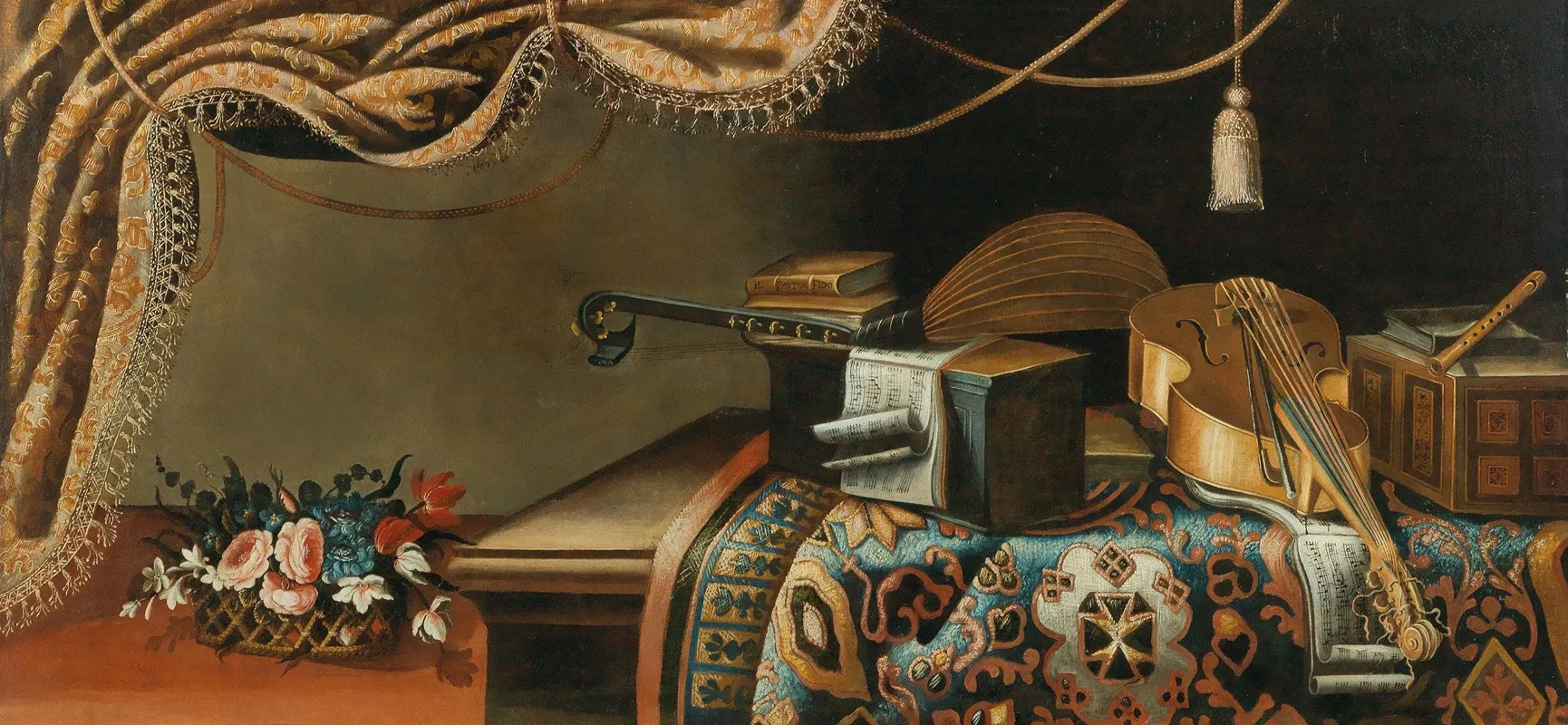 Still Life With Musical Instruments And Books Wall Art by School of Bergamo - High-Resolution Digital Print