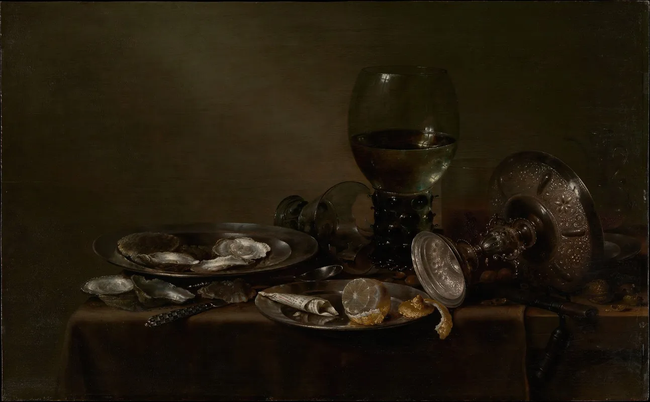 Still Life With Oysters A Silver Tazza And Glassware Wall Art by Willem Claesz Heda - High-Resolution Digital Print