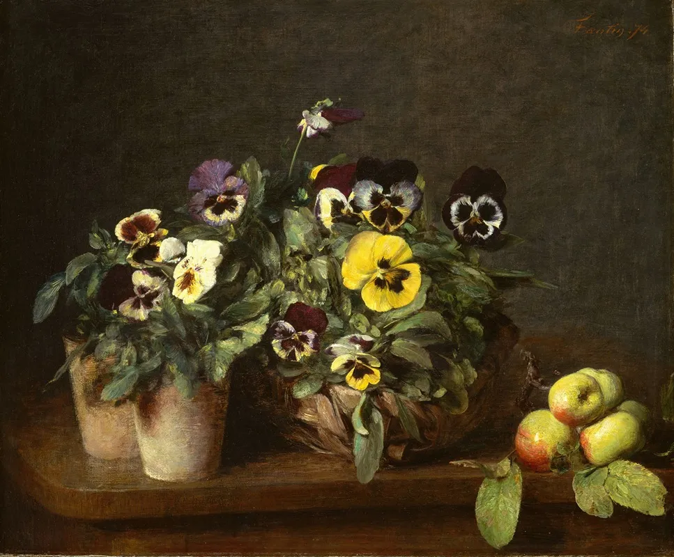 Still Life With Pansies 2 Wall Art by Henri Fantin-Latour - High-Resolution Digital Print