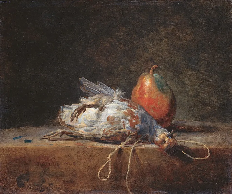 Still Life With Partridge And Pear Wall Art by Jean Siméon Chardin - High-Resolution Digital Print
