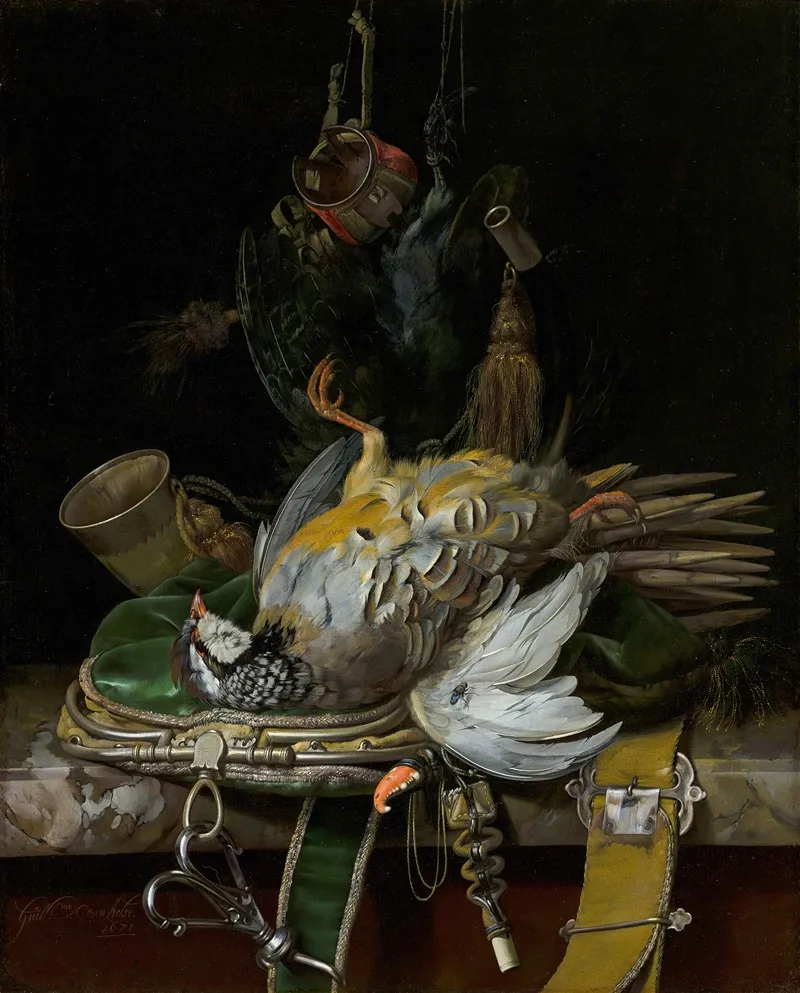 Still Life With Partridges Wall Art by Willem van Aelst - High-Resolution Digital Print