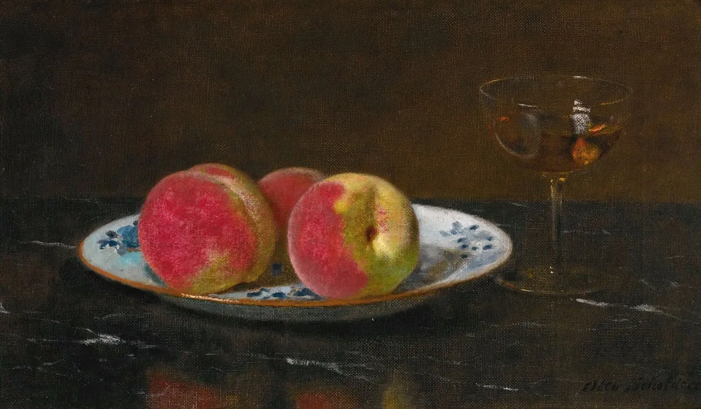 Still Life With Peaches And Glass