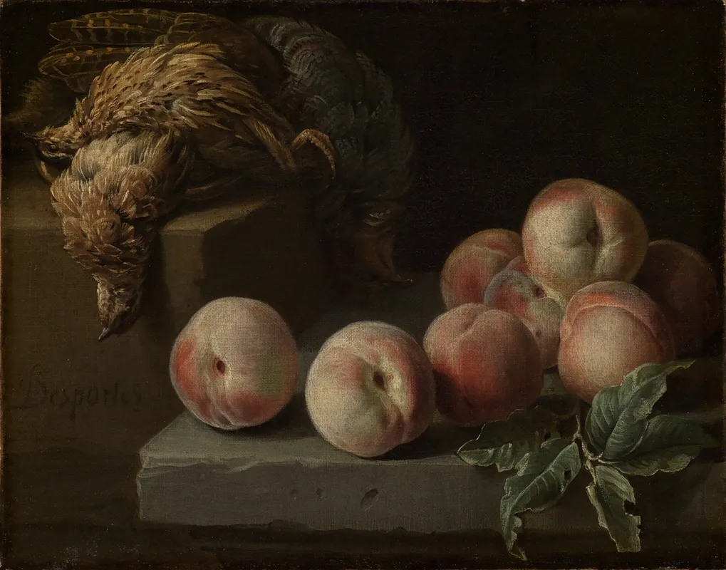 Still Life With Peaches And Partridge Wall Art by Alexandre François Desportes - High-Resolution Digital Print