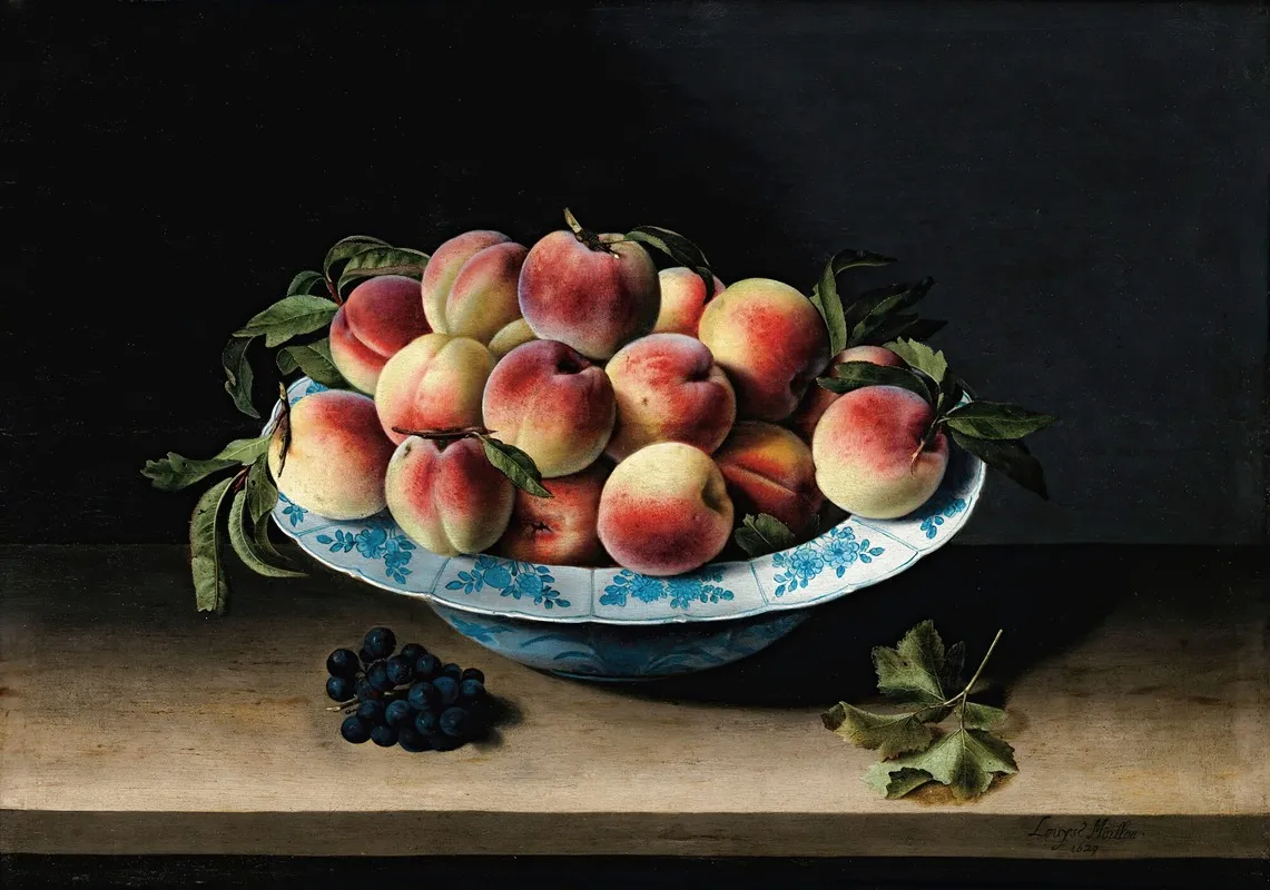 Still Life With Peaches In A Chinese Ming Porcelain On An Entablature Wall Art by Louise Moillon - High-Resolution Digital Print