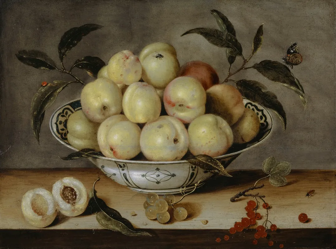 Still Life With Peaches In A Chinese Porcelain Bowl Wall Art by Isaak Soreau - High-Resolution Digital Print