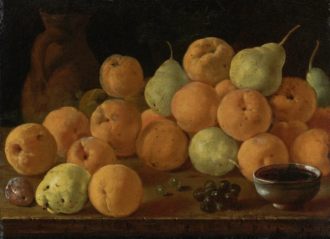Still Life With Peaches Pears And Grapes Wall Art by Luis Meléndez - High-Resolution Digital Print
