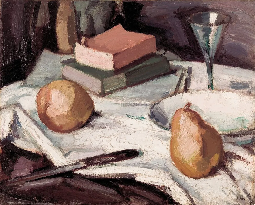 Still Life With Pears And Wineglass Wall Art by Samuel John Peploe - High-Resolution Digital Print