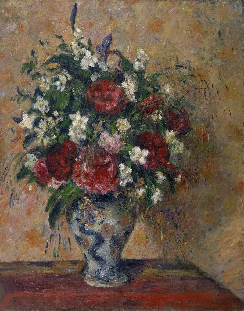 Still Life With Peonies And Mock Orange Wall Art by Camille Pissarro - High-Resolution Digital Print