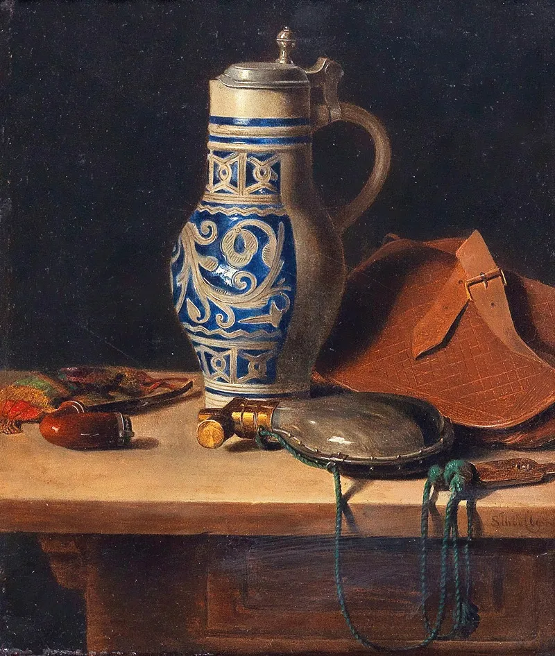 Still Life With Pitcher And Powder Flask Wall Art by Max Schödl - High-Resolution Digital Print