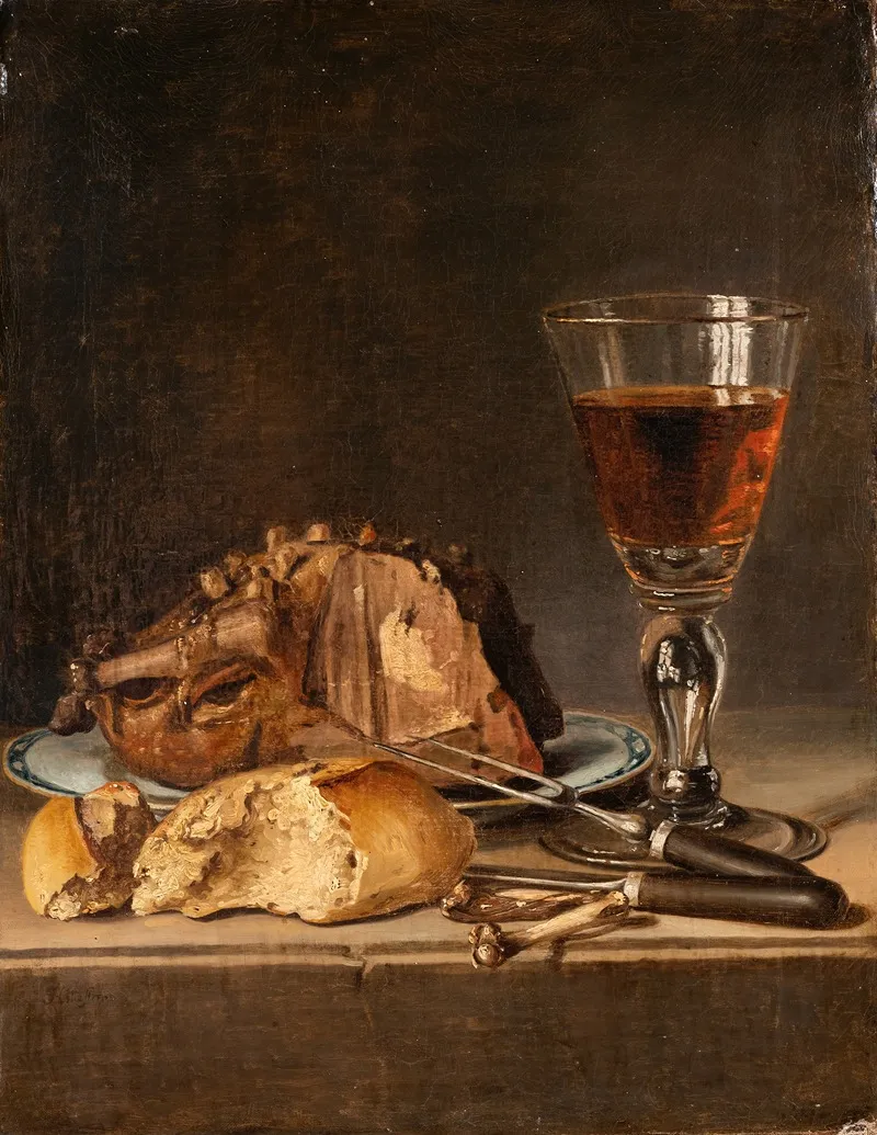 Still Life With Roast Fowl And Wineglass