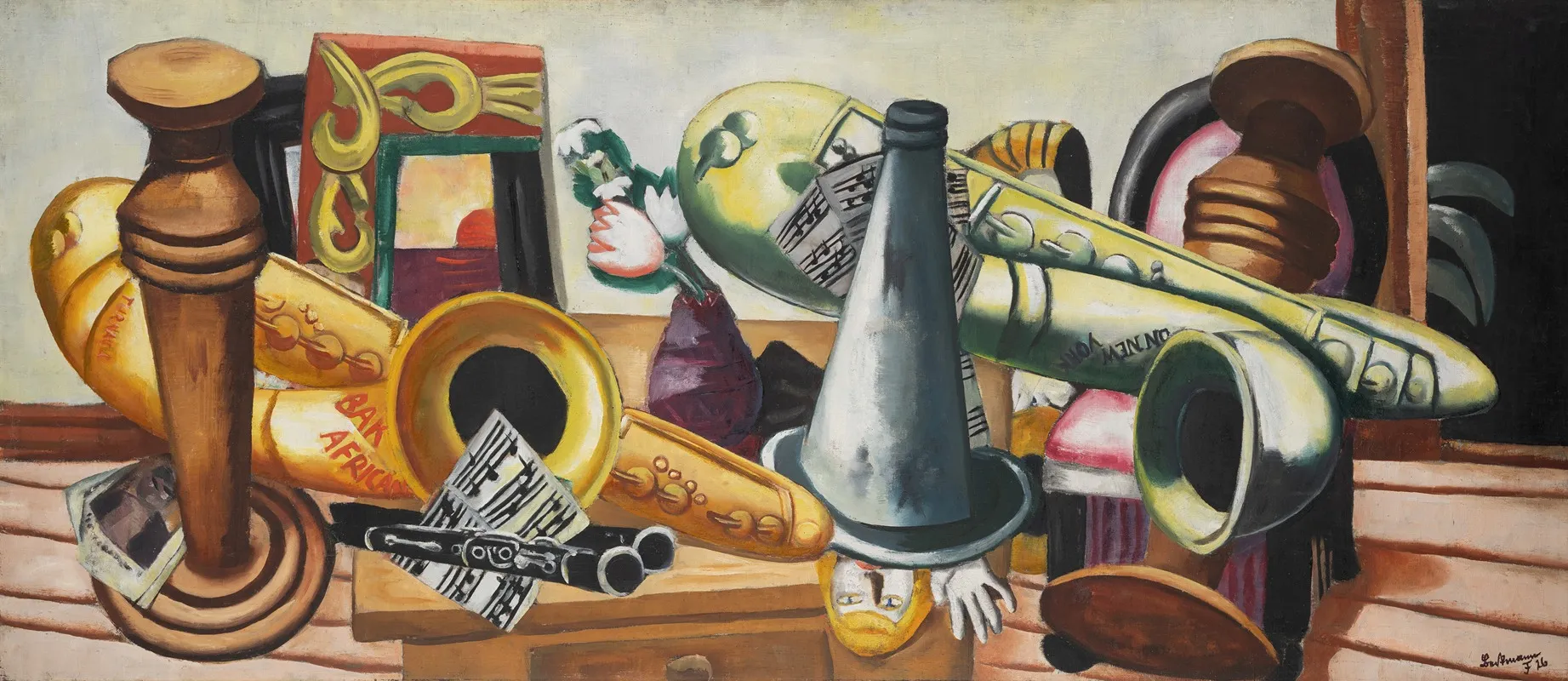 Still Life With Saxophones Wall Art by Max Beckmann - High-Resolution Digital Print