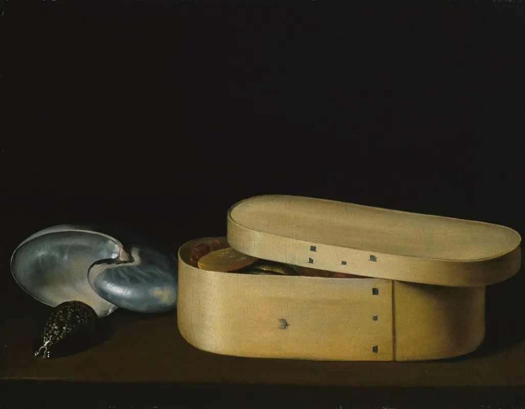 Still Life With Shells And A Chip Wood Box Wall Art by Sebastian Stoskopff - High-Resolution Digital Print