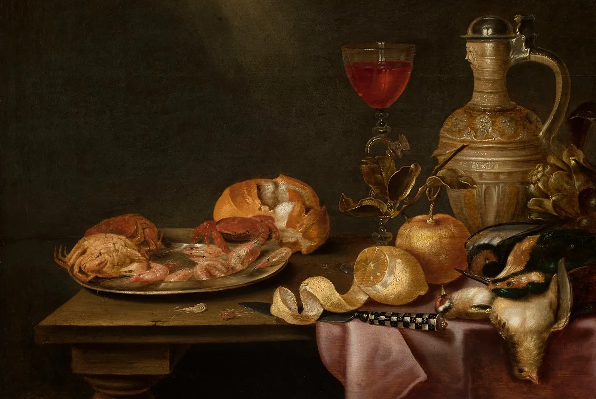 Still Life With Shrimps And Crabs On A Tin Plate Wall Art by Alexander Adriaenssen - High-Resolution Digital Print