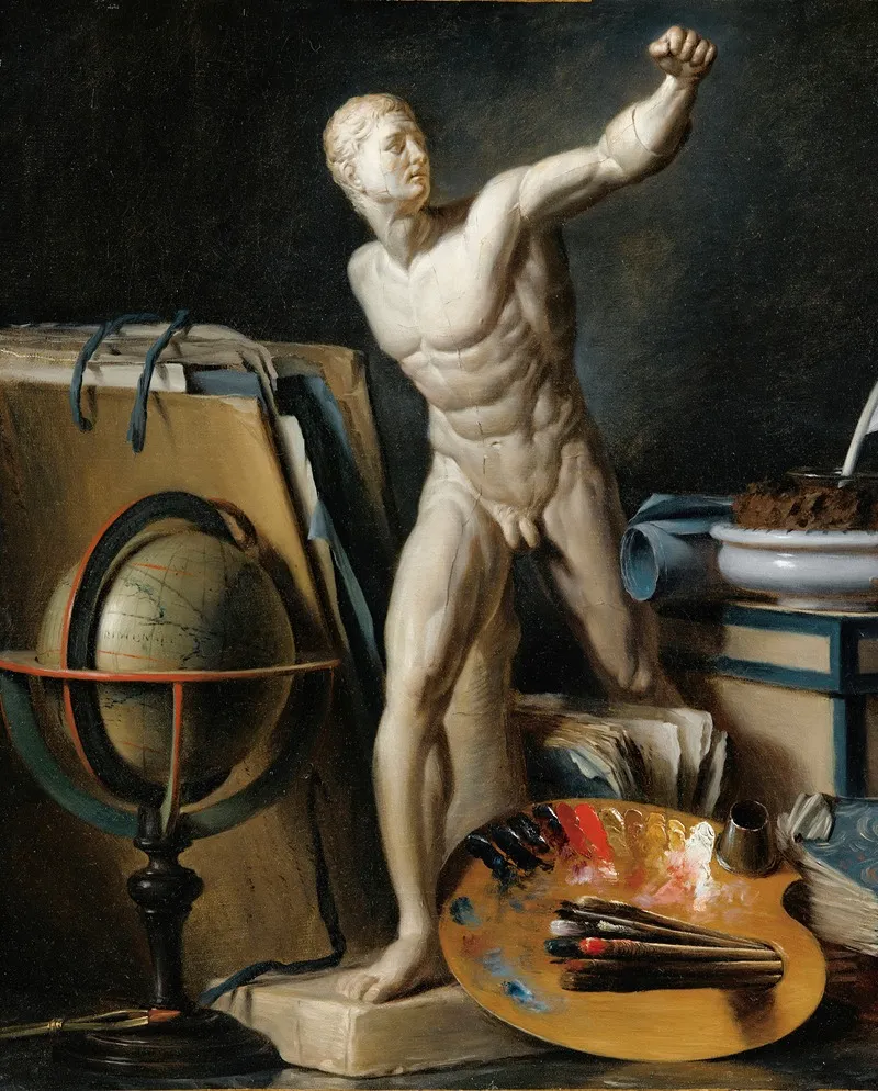 Still Life With Sphere Palette And Antique Plaster Wall Art by Thomas Germain Joseph Duvivier - High-Resolution Digital Print