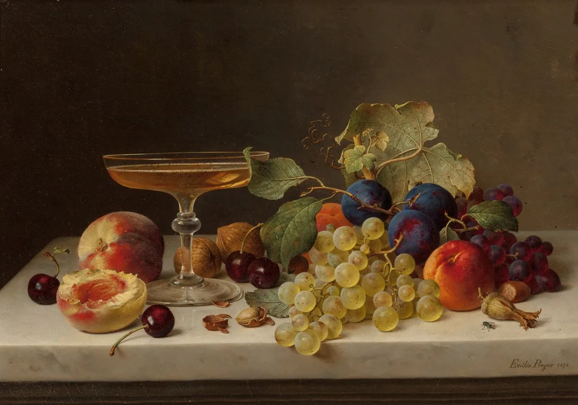 Still Life With Summer Fruits And Champagne Wall Art by Emilie Preyer - High-Resolution Digital Print
