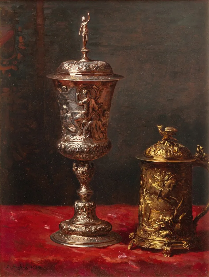 Still Life With Tankard And Covered Cup Wall Art by Jean-Baptiste Robie - High-Resolution Digital Print