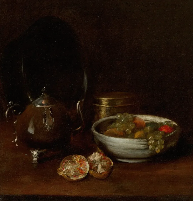 Still Life With Tea Kettle And Fruit Wall Art by William Merritt Chase - High-Resolution Digital Print