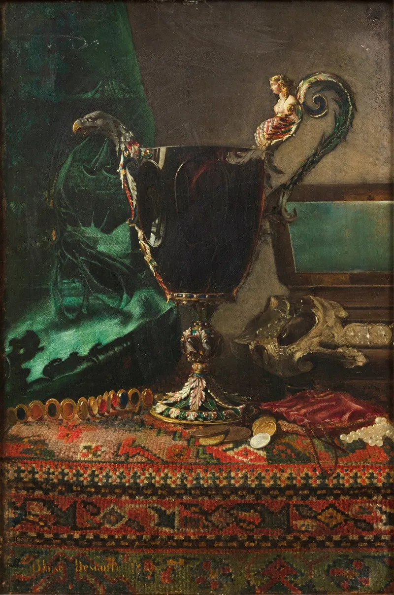 Still Life With The Hard Stone Ewer Wall Art by Blaise-Alexandre Desgoffe - High-Resolution Digital Print