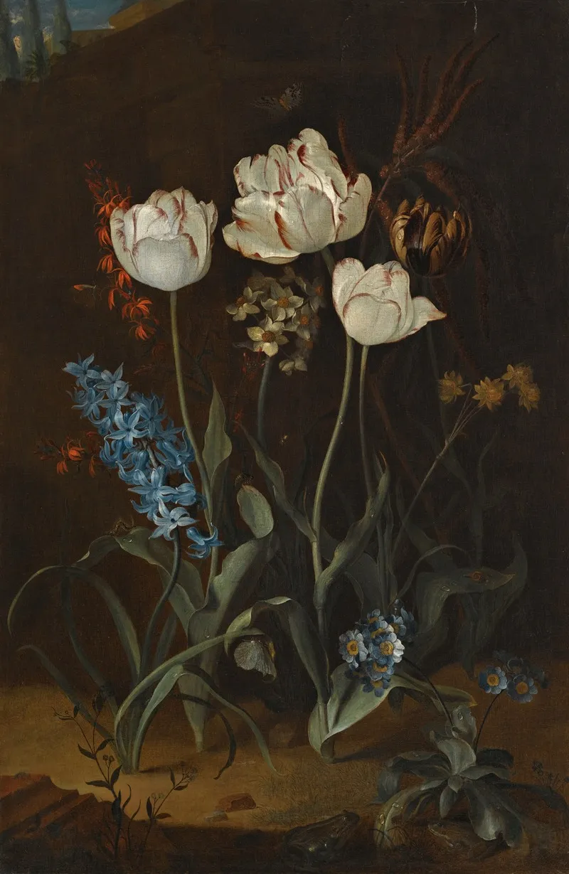 Still Life With Tulips And Hyacinth Wall Art by Coenraet Roepel - High-Resolution Digital Print