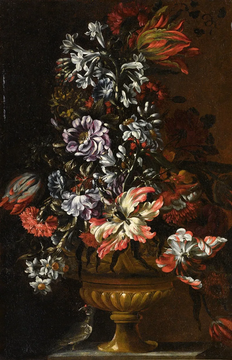 Still Life With Vase Of Flowers Wall Art by Francesco Caldei - High-Resolution Digital Print